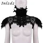 Женский Готический воротник с перьями Goth Rave, костюмы на Хэллоуин, Ретро винтажный панк кружевной плащ, болеро, косплей, куртка, болеро, топы