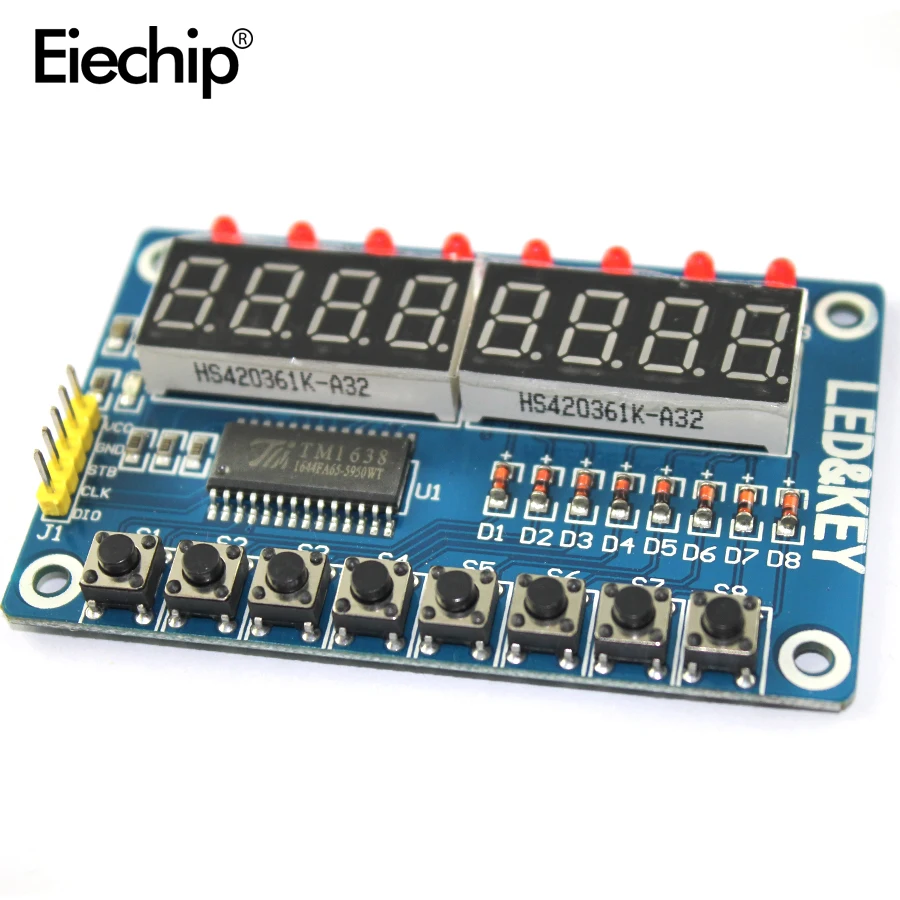 TM1638 светодиодный Дисплей модуль 16 ключей 7 сегмент 8Bit цифровой Кнопка драйвер