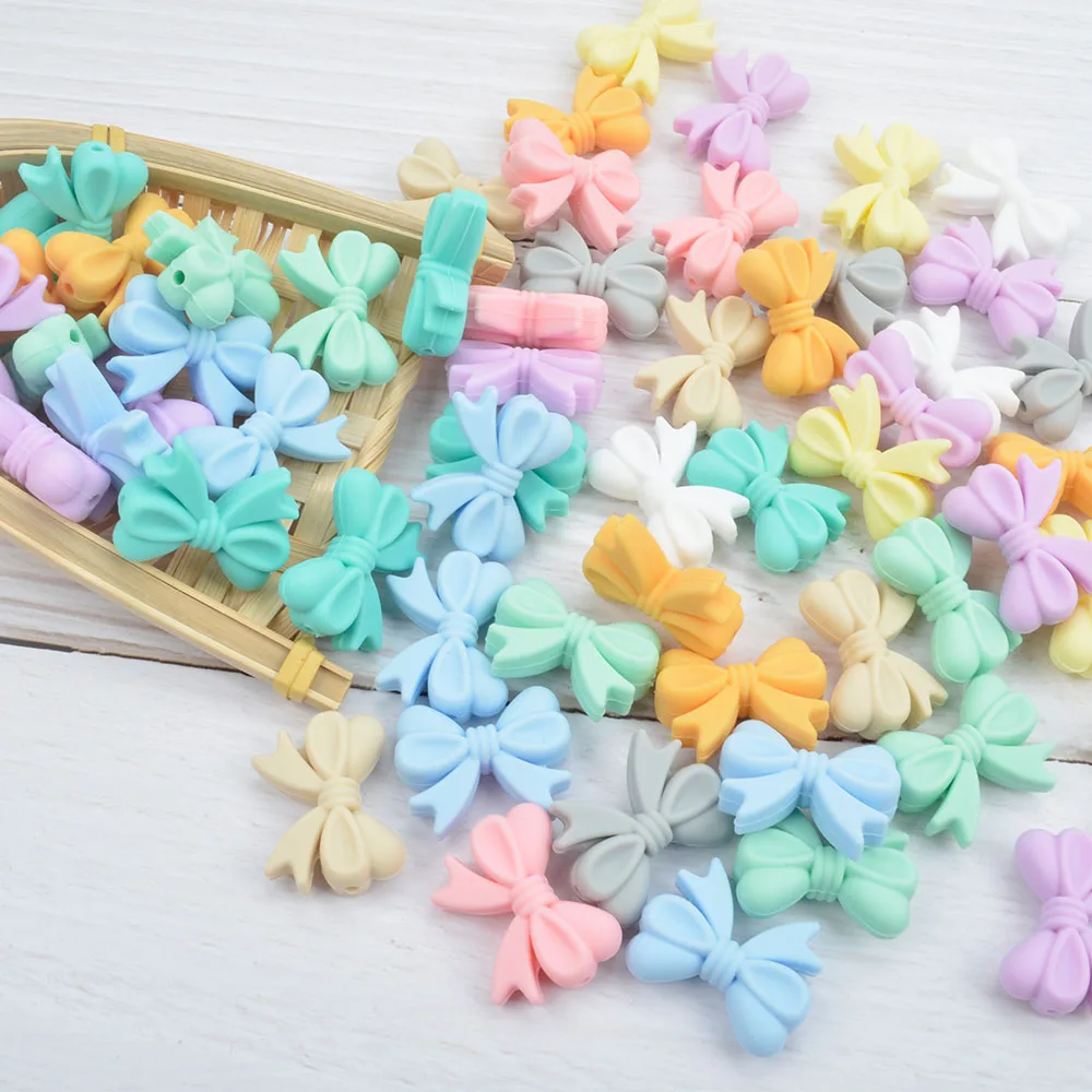 5 шт./лот жемчужные силиконовые бусины с бантом для зубов сделай сам пищевой