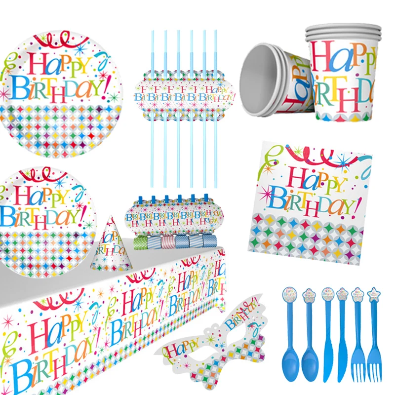 

Бумажные тарелки на день рождения, салфетки, ложка, вилка, скатерть, набор одноразовой посуды, украшение для детского дня рождения
