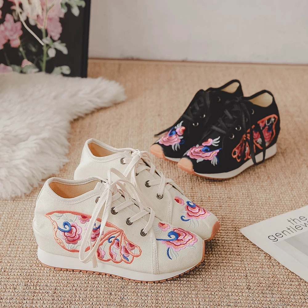 Veowalk Женская Повседневная парусиновая обувь на скрытой платформе хлопковые