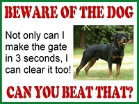 juchen beware of the dog rottweiler metal sign for wall plaque poster cafe bar pub gift 8 x 12 inch