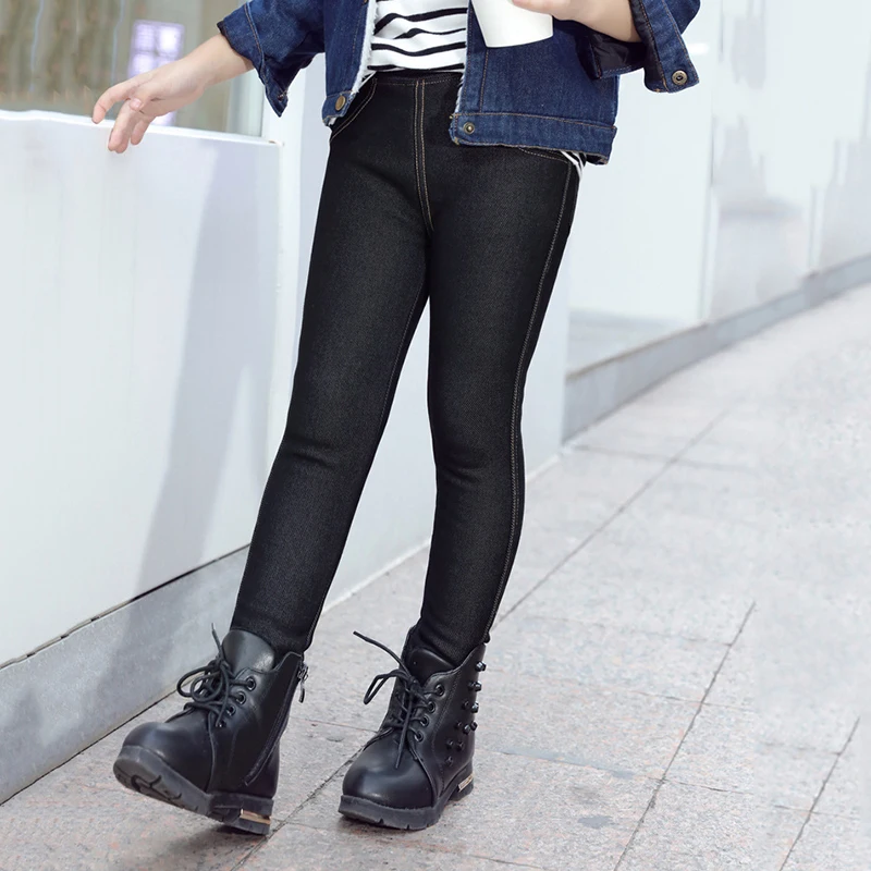 Зимние леггинсы для девочек утепленные теплые штаны флисовые детские эластичные