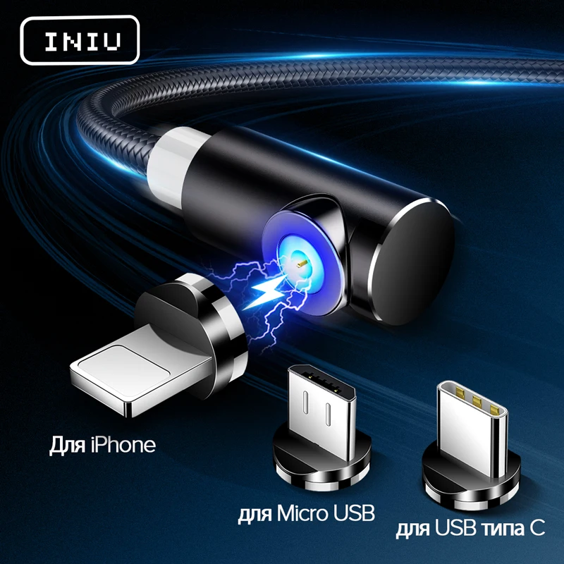 INIU 2 м Магнитный кабель Micro Тип usb C Зарядное устройство для зарядки для iPhone XS X XR 8 7 samsung S8 магнит Android телефонный кабель Шнур