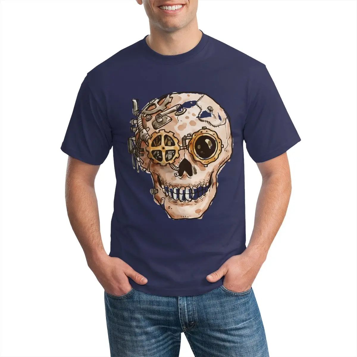

Kanpa Men's High Quality 3D Mechanical skull T-shirt New Design Street Style Printed Men T Shirts O-neck Sweatshirts