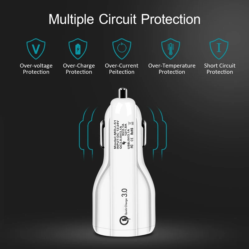 Автомобильный USB Зарядное устройство Разветвитель Прикуривателя Quick Charge Micro SD