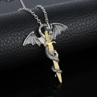 Ожерелье с подвеской в виде меча дракона, из титановой стали