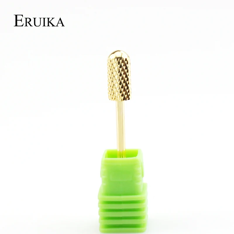 ERUIKA, 1 шт., круглые сверла из карбида для ногтей, Электрический Маникюрный сверлильный станок, фрезерный резак, вращающийся Золотой заусенец, аксессуары для дизайна ногтей