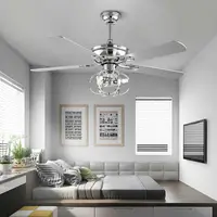 OUKANING 52 Inch Reversible Blades Chandelier Ceiling Fan Lights 3 Speed Sets Pendant Lamp Remote Control for Living Room