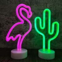 led neon sign light holiday flamingo night light xmas party wedding decoration home gift cactus usb battery operation neon lamp
