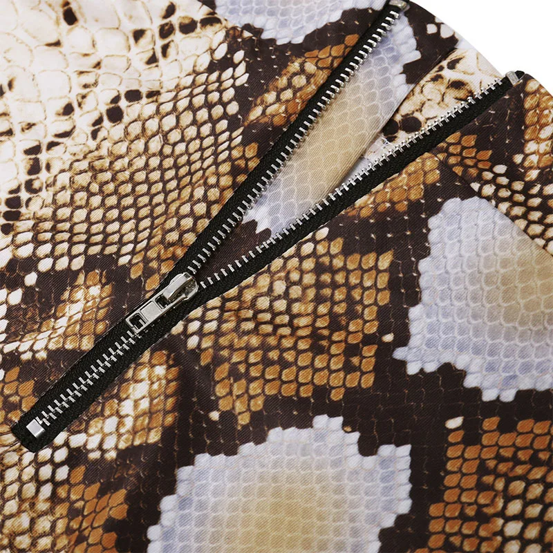 

2020 Mini Skirt Sexy Snake Print Plus Size Women Clubwear Ladies Fashion Bodycon High Waist Slim Pencil Skirts Rose Yellow S-3XL