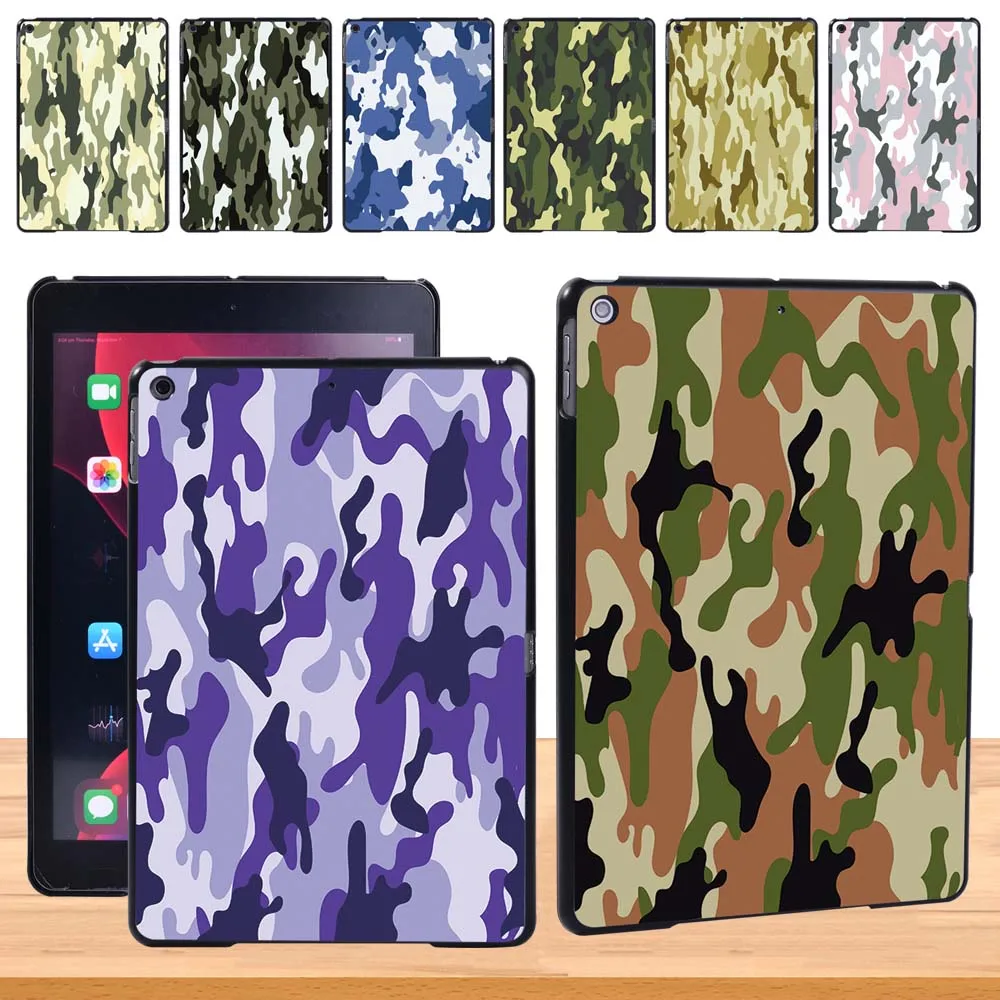 

For Apple IPad 8 2020 8th Gen 10.2" A2270 A2428 A2429 A2430 Anti-fall Camouflage Pattern Plastic Protective Case+Stylus