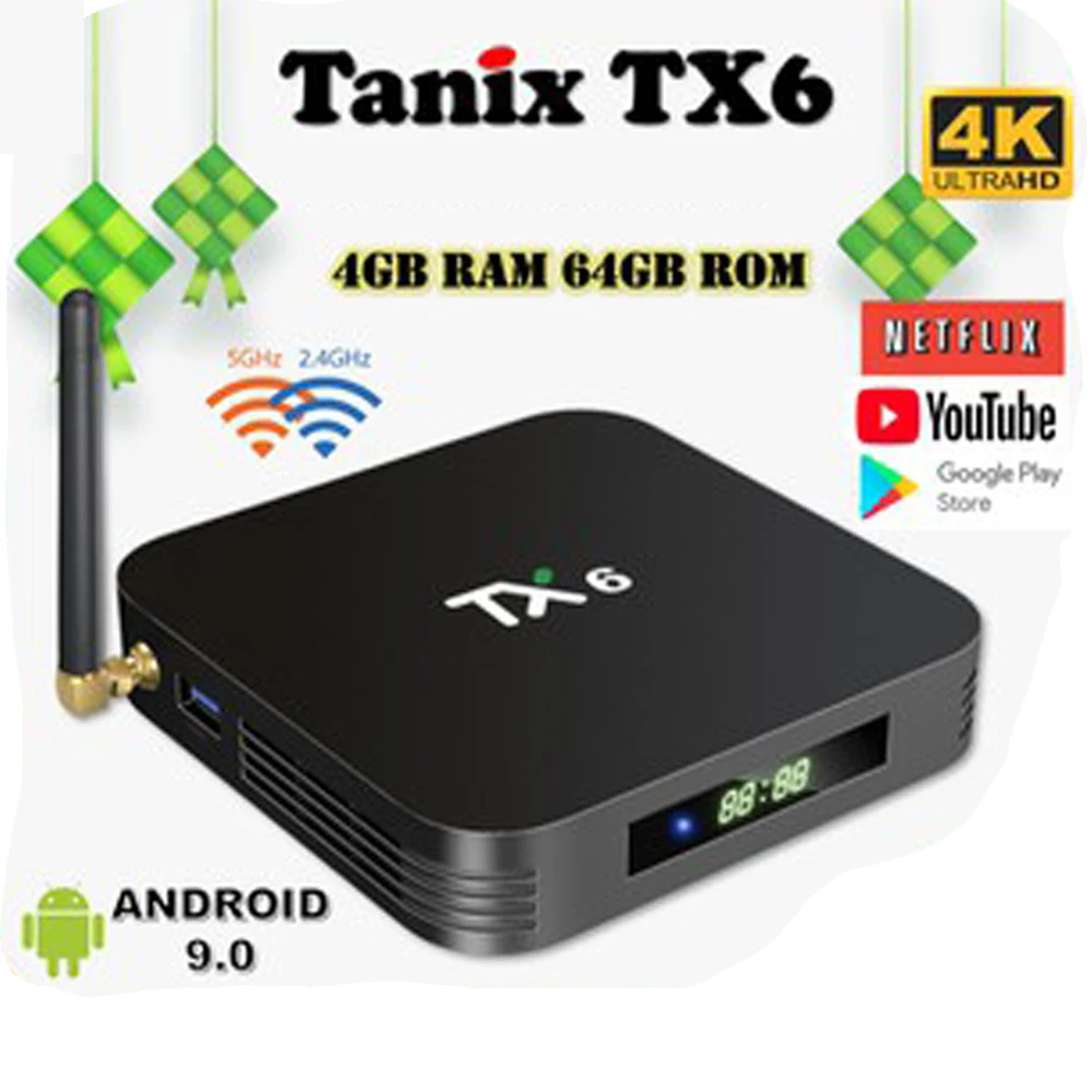 Смарт ТВ коробка Allwinner H6 4 ядра Android 9 0 2 г 16г 32г 64Г USB3.0 4g/Wi Fi 5 ГГц двухъядерный