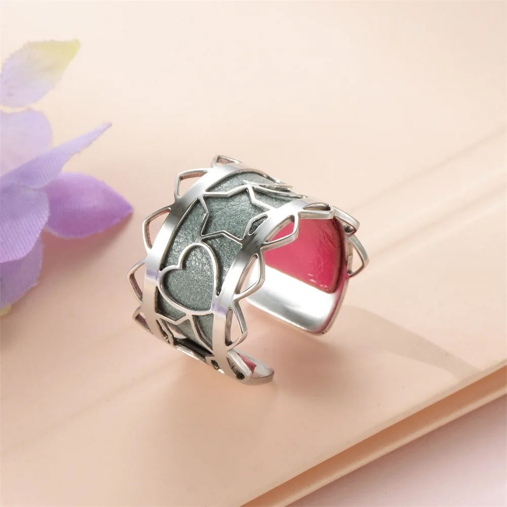 Legenstar Bijoux Bague Femme Stainless Steel Sliver Rings For Women and Men Anillos Mujer Interchangeable Leather Love Ring