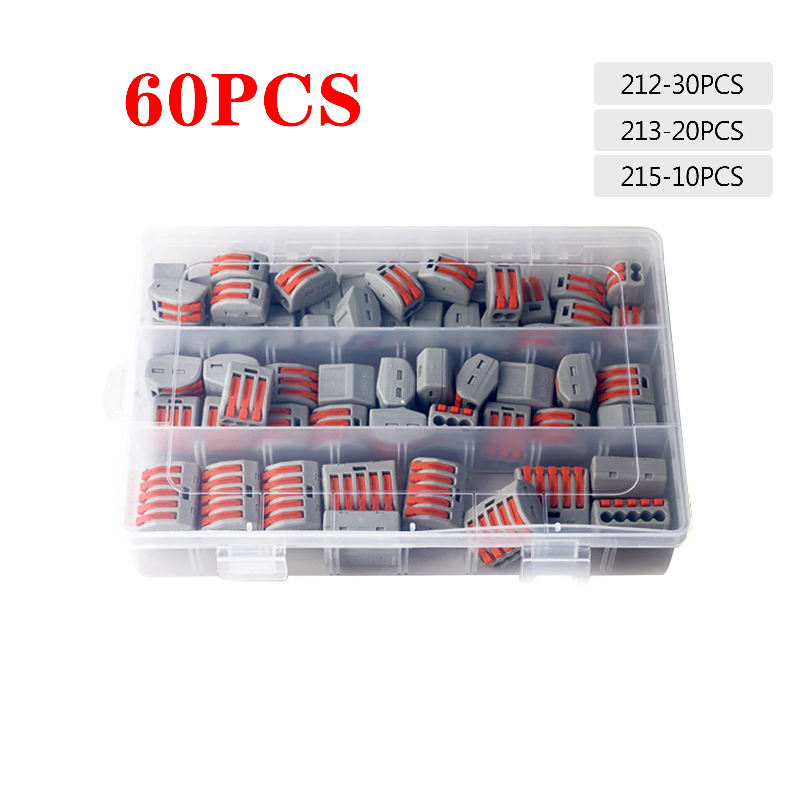 

30/55/60 Pcs /set Terminal Spring Lever Nut Terminal Block Reusable Cable Connector Wire Insulation Tool Household