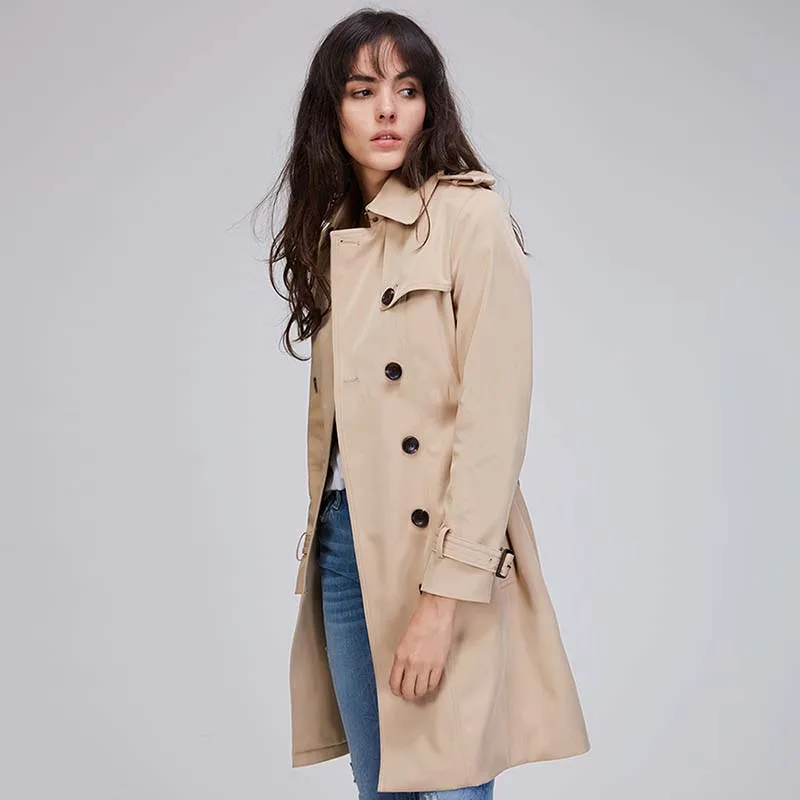 Осенний Классический хаки Женский Повседневный Тренч пальто оверсайз