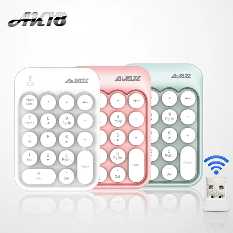 Ajazz AK18 18 клавиш цифровая клавиатура Мини 2 4 г USB Беспроводной компьютерная для