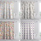 Небольшая занавеска для душа с цветочным рисунком, 100% полиэстер, небольшая занавеска для душа, комплект для ванной комнаты, водонепроницаемая Экологически чистая занавеска для душа