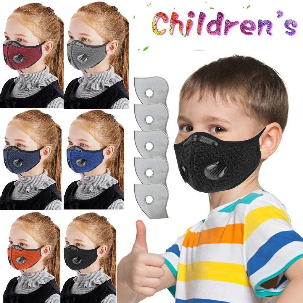 

Children Maske With 5pc Filters Kids Face-masks Reusable Breathable Mondmasker Wasbaar Outdoor Halloween Cosplay Mascarilla