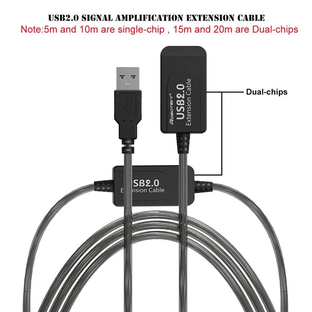 5/10/15/20 M USB 2 0 Удлинительный кабель одиночный/двойной сигнал усиления подключается