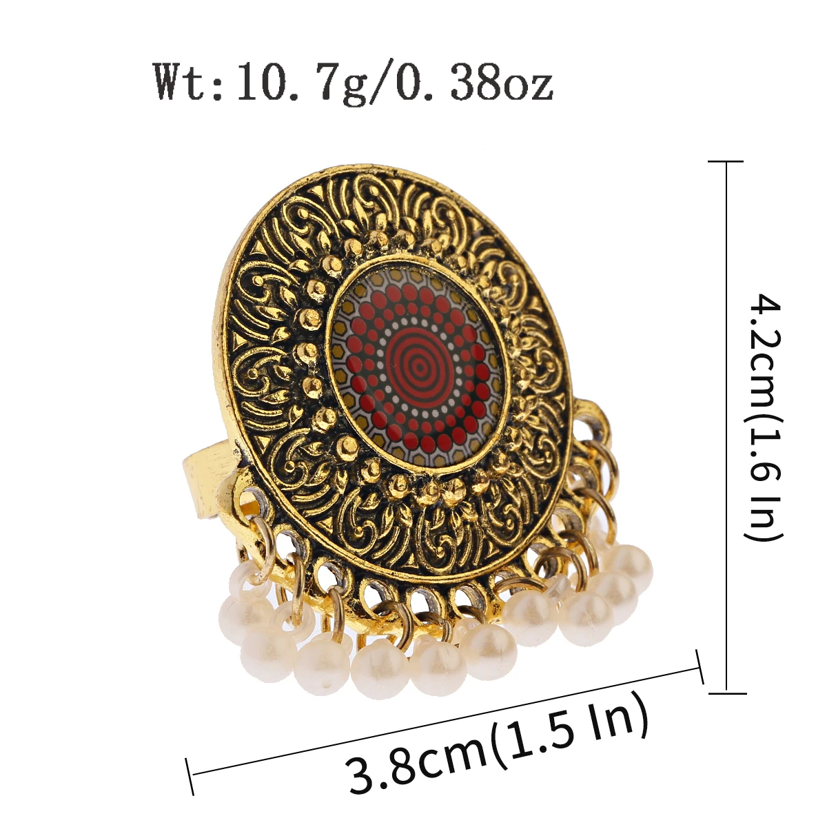 Большие круглые золотые жемчужные кольца в стиле бохо для женщин индийский