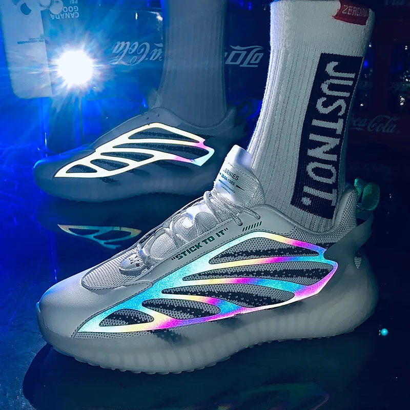

Laser reflective popcorn casual men's shoes sports shoes trendy men's shoes hot style 2021