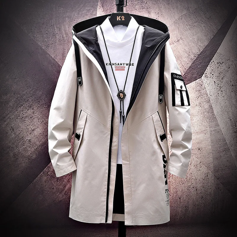 Ветровка мужская с капюшоном длинная куртка свободного покроя красивая большие