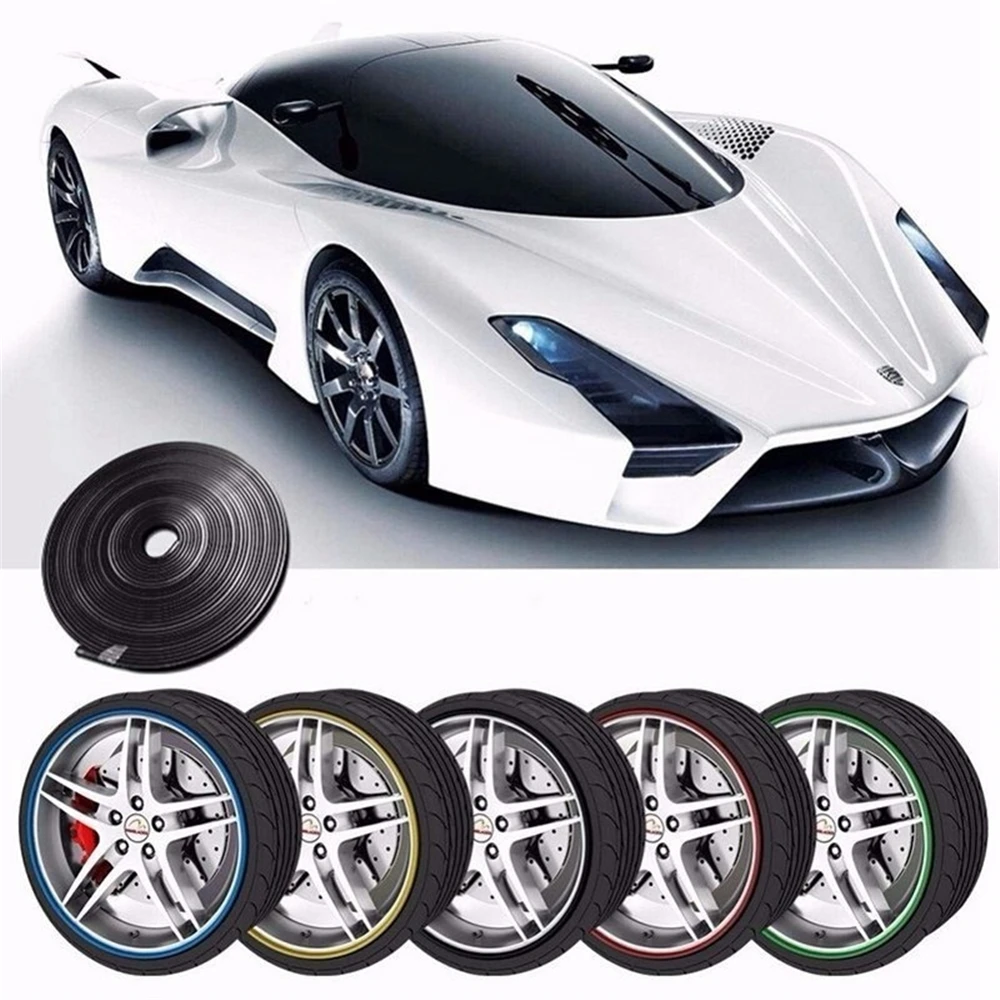 

8 Meters Car Wheel Rim Sticker Wheel Decoration Auto Tire Rims Plated Strip Protection Decoration