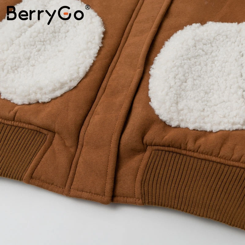 BerryGo Thick faux fur coat women Casual autumn winter patchwork outwear warm coats Long sleeve zipper laides streetwear jackets | Женская