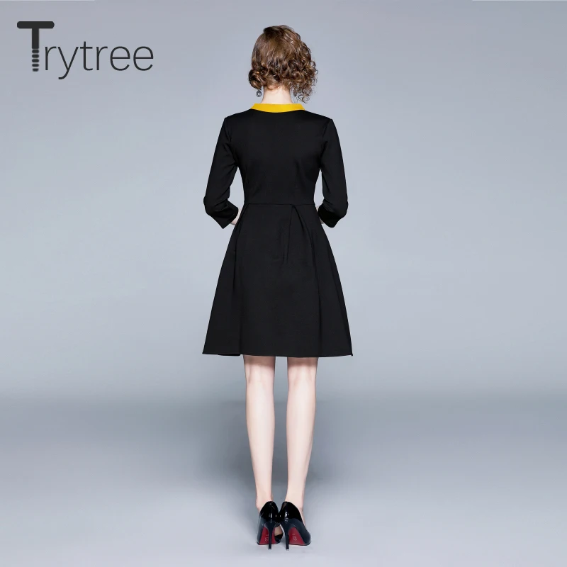 Женское Повседневное платье Trytree элегантное офисное трапециевидной формы на