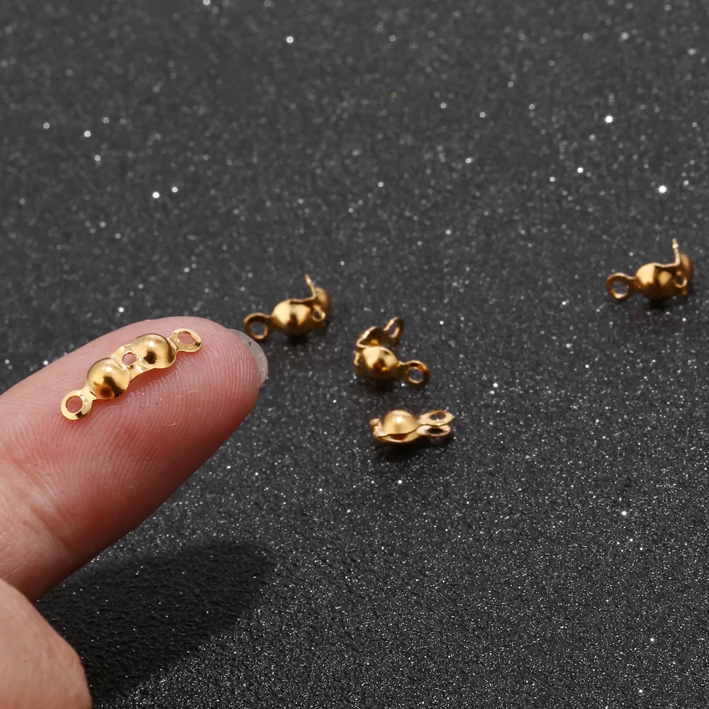 

200pcs 304 Stainless Steel Gold Bead Tips Knot Covers for Jewelry Making DIY Findings Crafts 2.5mm/3mm Ball