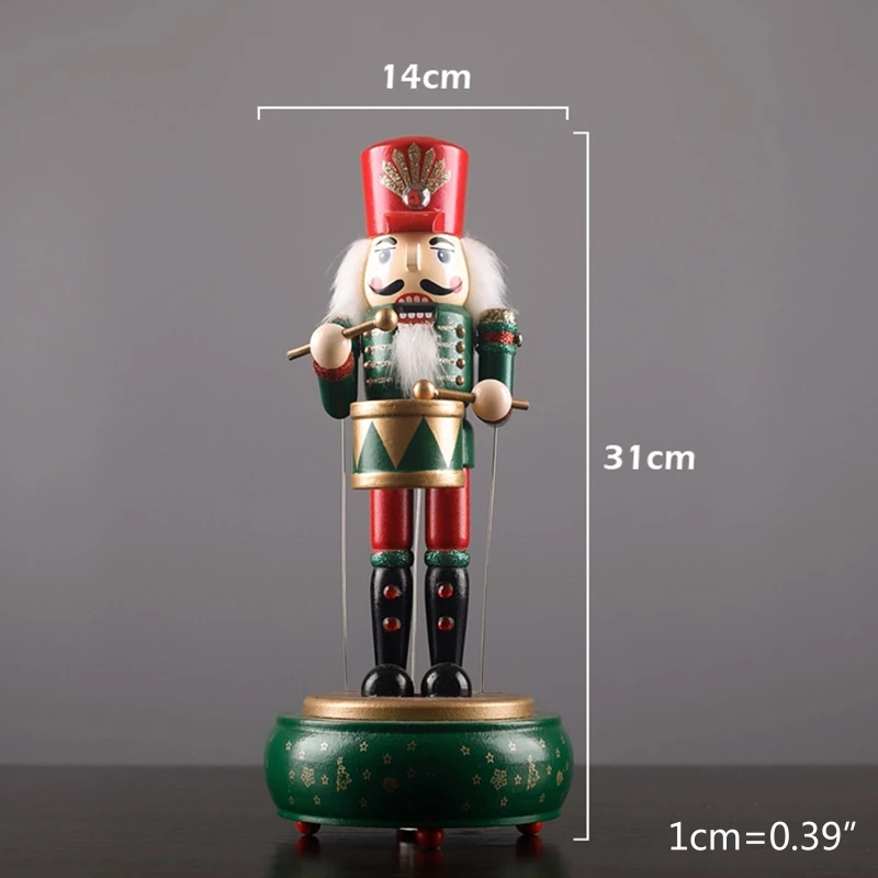 

Wooden Nutcracker Soldier Doll Music Box Kids Toy Handicrafts Home Desktop Decoration Xmas Christmas