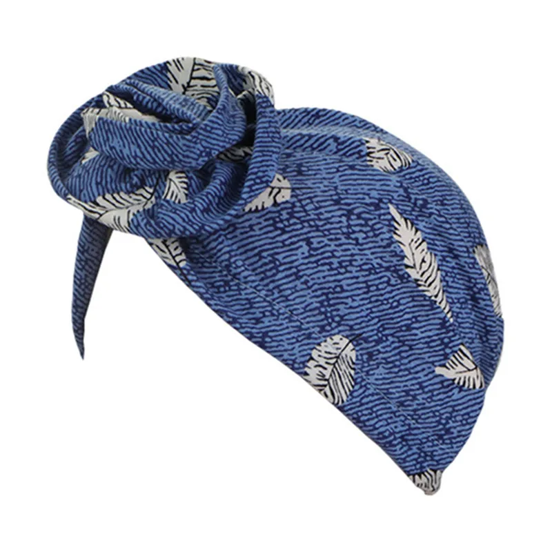 Мусульманский женский большой цветочный принт тюрбан из хлопка шляпа Головной
