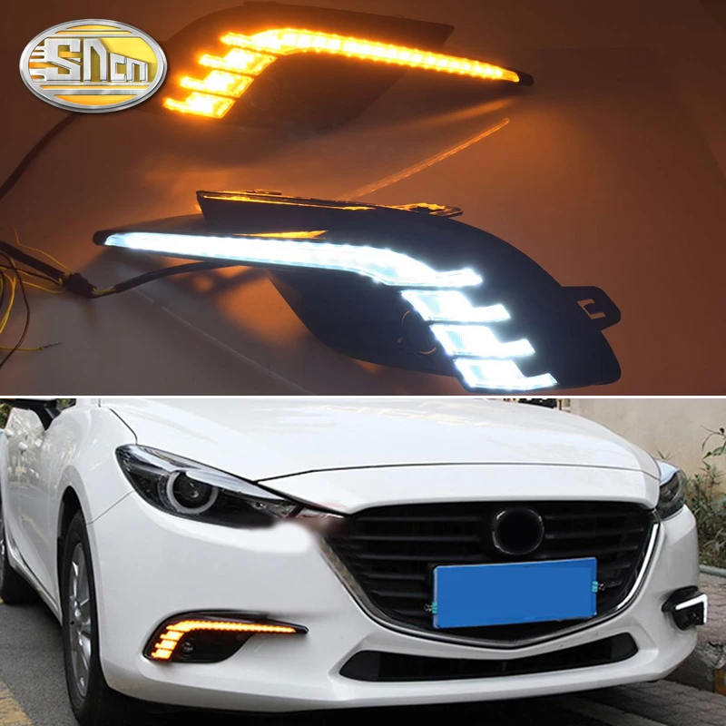 Для Mazda 3 2017 2018 дневной ходовой светильник светодиодный DRL противотуманный фонарь