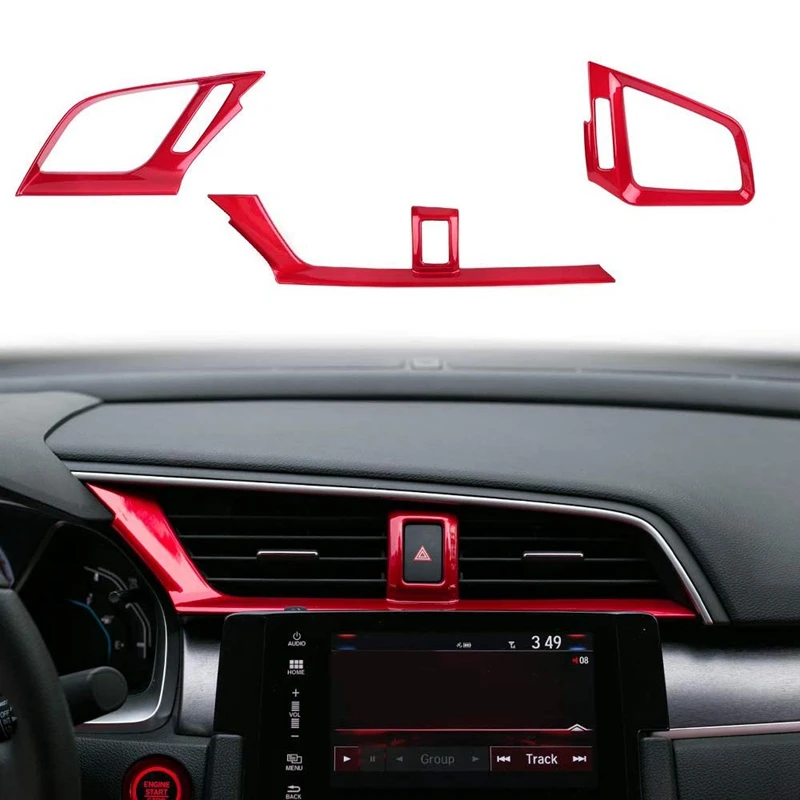

Central Control Air Vent Outlet Decoration Cover Trim Sticker for 10Th Gen Honda Civic 2020 2019 2018 2017 2016 - Red