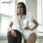 Женское боди с оборками Articat, Сетчатое однобортное боди черного цвета, с коротким рукавом, для плявечерние, на лето