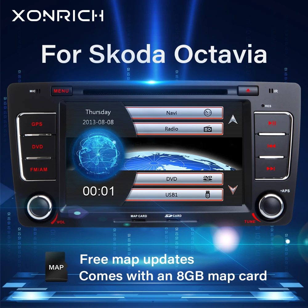 Авторадио 2 Din автомобильный DVD плеер для Skoda Octavia A 5 A5 3 Yeti 2008 2009 2010 2011 2012 2013 2014