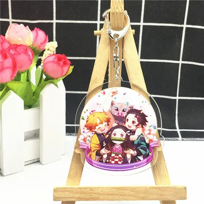 Аниме Demon Slayer Kimetsu no Yaiba брелок Kamado Tanjirou Nezuko Agatsuma Zenitsu Rengoku Kyoujurou cute fun акриловое кольцо для ключей - Цвет: 1-9