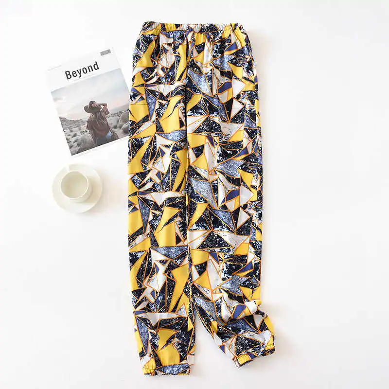 

Style Cotton Trousers Ladies Spring and Summer Thin Section Cotton Multicolor Pajamas Trousers Anti-mosquito Pants