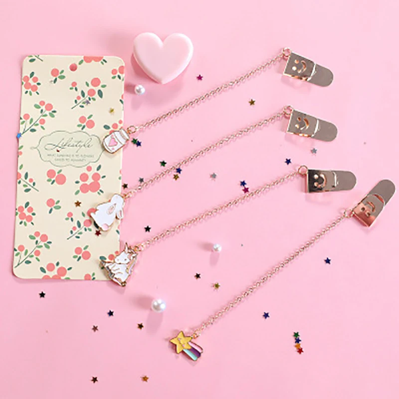 

Unicorn Bookmarks for Books Stationery Teacher Gift Novelty Cute Metal Bookmark Cartoon Book Markers School office Stationery