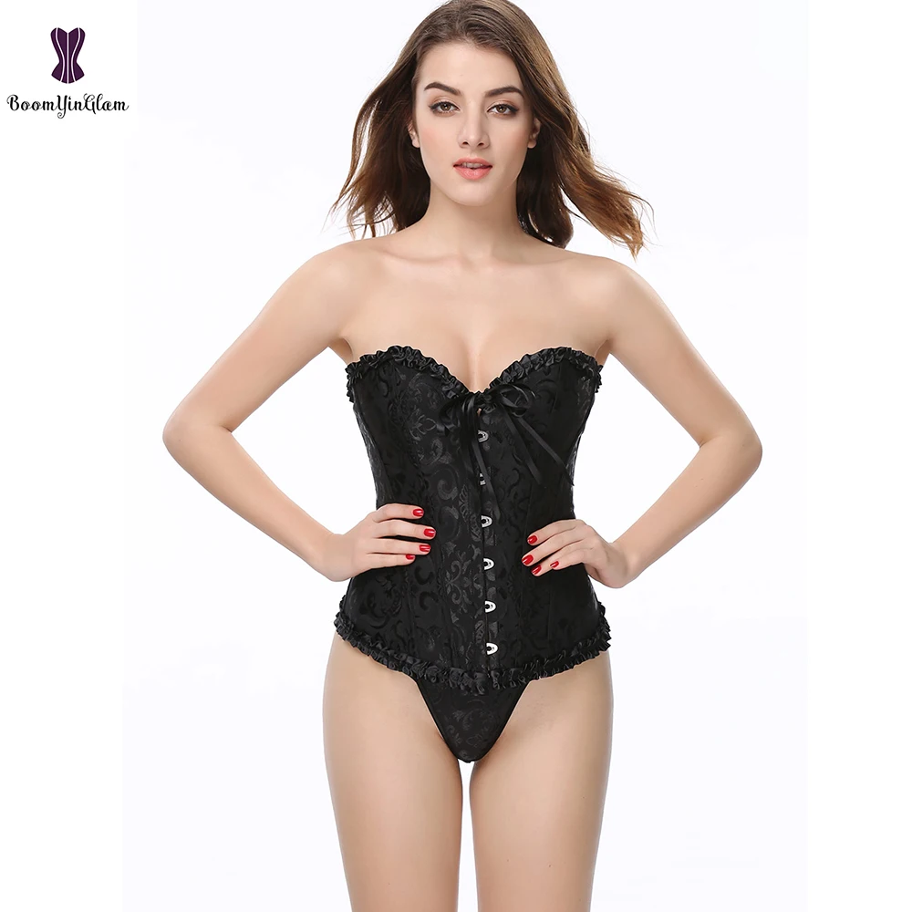 

Wholesale everyday pleated corselet overbust women's slimming body shapewear lace up boned corset bustier plus size #810