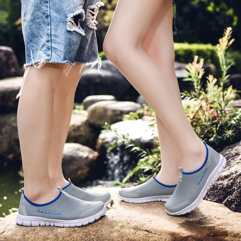 PULOMIES Summer Men Women Casual Shoes Men's Loafers Breathable Mesh Sneakers Quick Dry Couple Walking Size 46 |