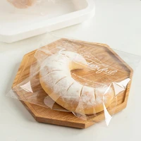 100pcs transparent bread bag toast cake packaging printed self adhesive bags for snack food packing