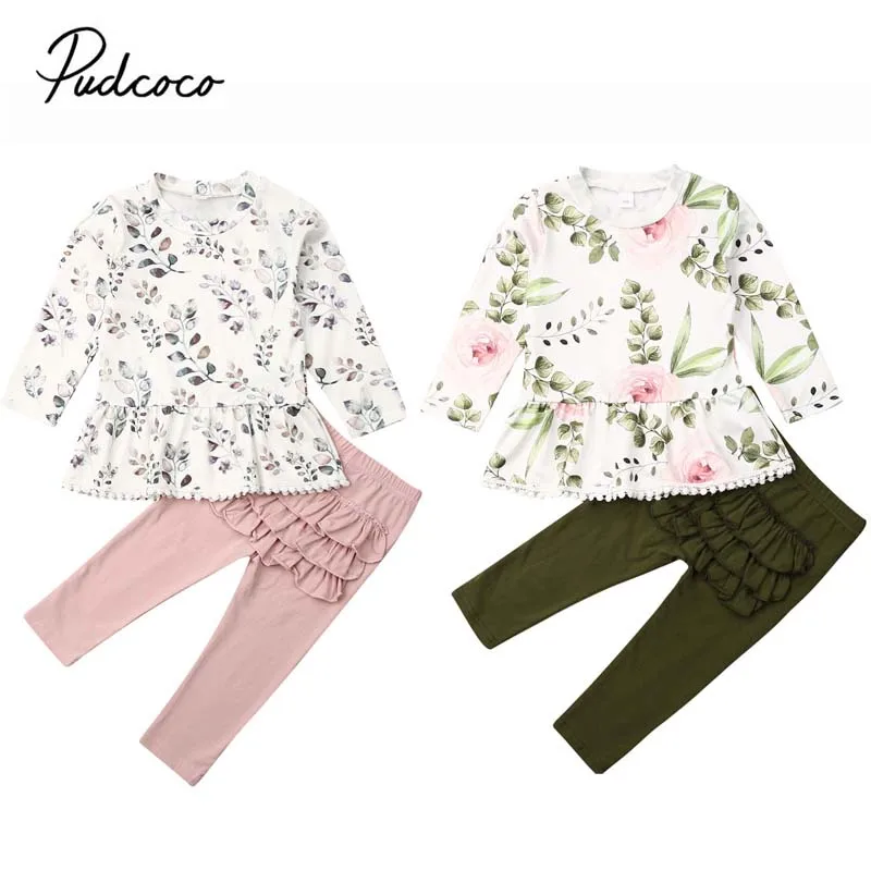 Одежда для малышей на весну и осень платье с оборками длинными рукавами