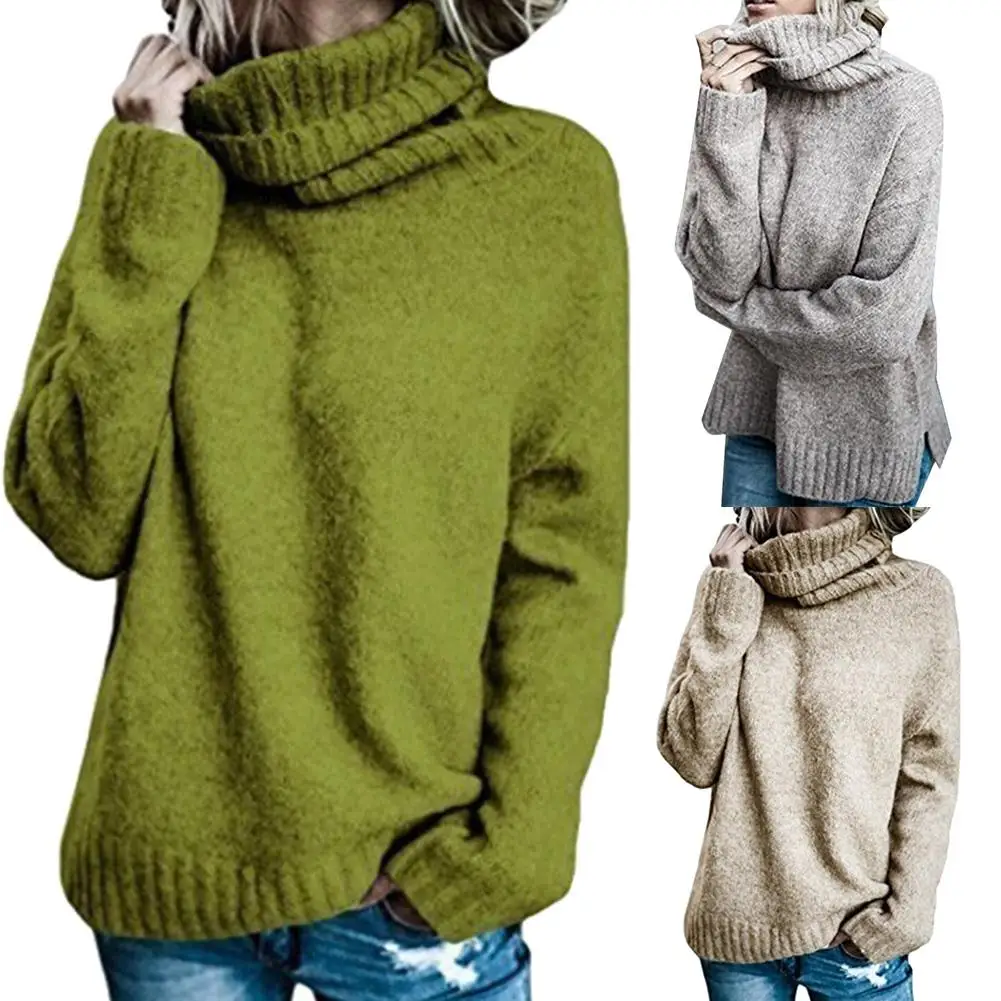 Womens Sweaters Winter Top Turtleneck Sweater Women Pullover Knitted Long Sleeved Soft Pullovers Loose large size | Женская одежда
