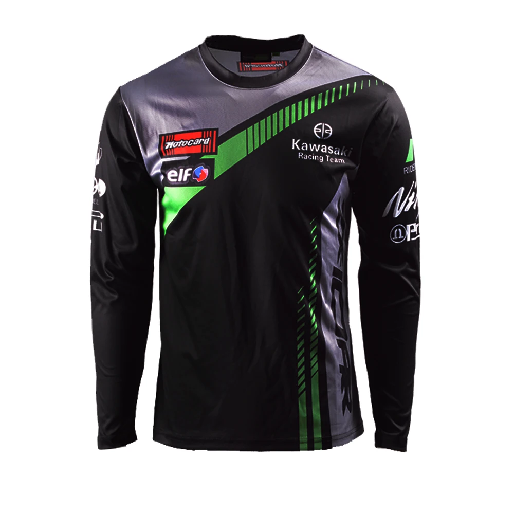 Уличная мотоциклетная футболка с длинными рукавами для Kawasaki Team спортивная