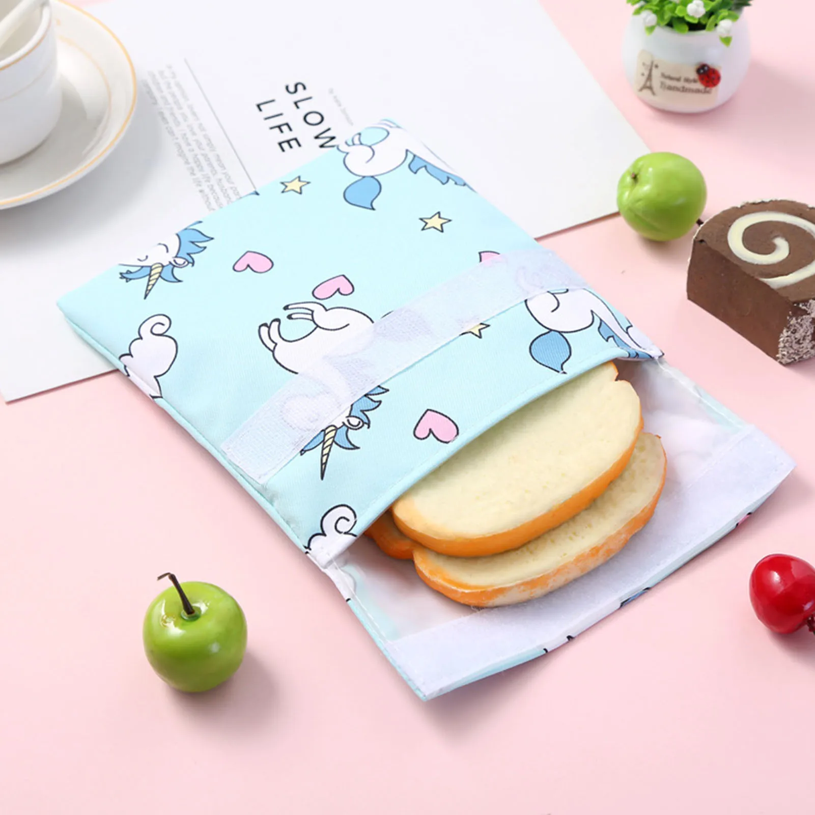 Многоразовая моющаяся сумка для ланча-сэндвичей контейнер хранения фруктов и