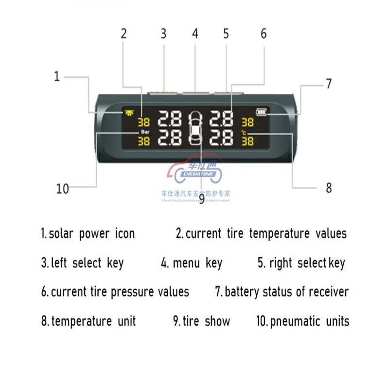 Автомобильный Солнечный TPMS монитор давления в шинах беспроводной контроль давления в шинах сигнализация или Голосовая система ЖК-дисплей цветной дисплей две установки