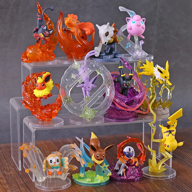 Анимированный Монстр Flareon Jolteon Umbreon Espeon Jigglypuff eeevee Vulpix Cubone Litten Absol Rowlet Фигурки игрушки 6 шт./компл