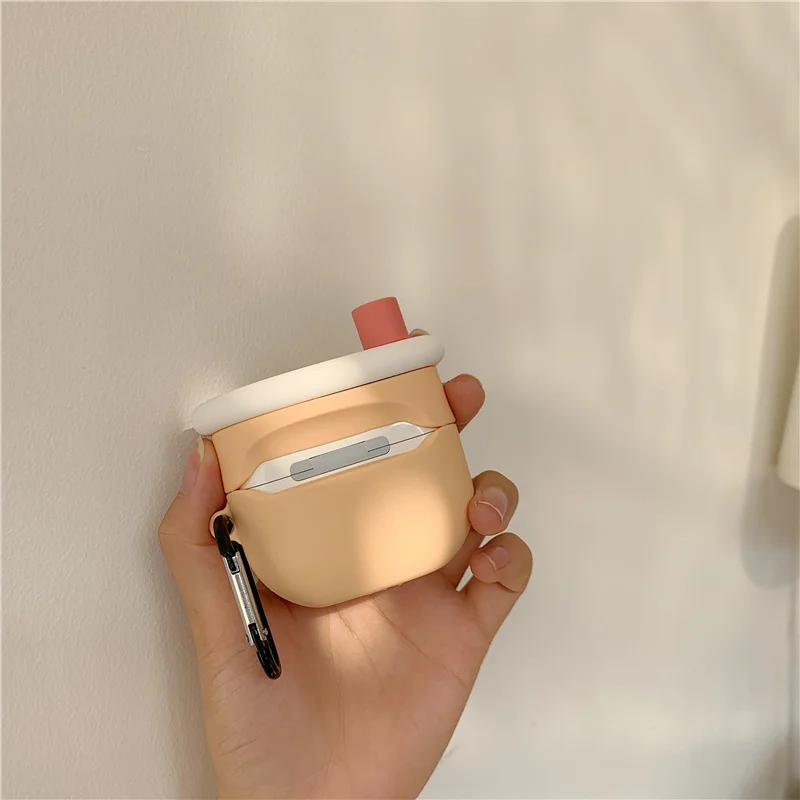 Силиконовый чехол 3D Boba Tea для Apple Airpods 3/2/1 Bluetooth наушников защитный Air pods Pro мягкий |
